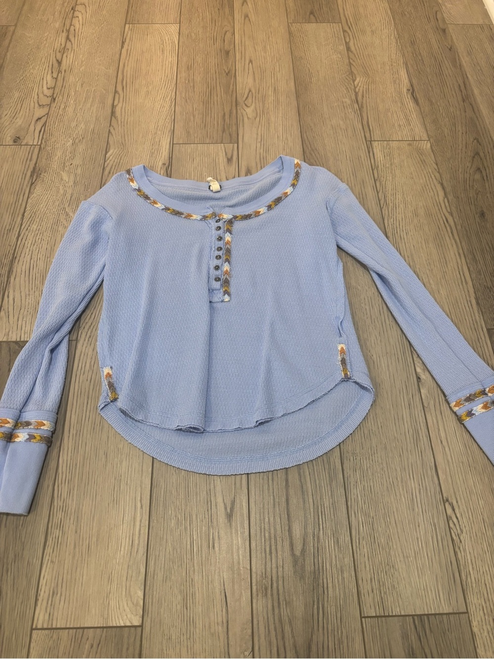 Free People Long Sleeve Waffle Henley Top XS